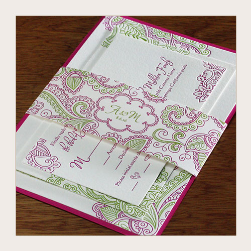 paisley themed wedding invitation suite