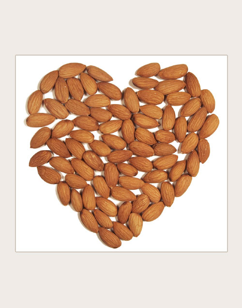 Almonds in heart shape