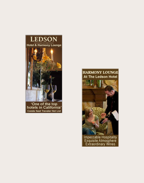 Banner ads for Ledson Winery and Hotel