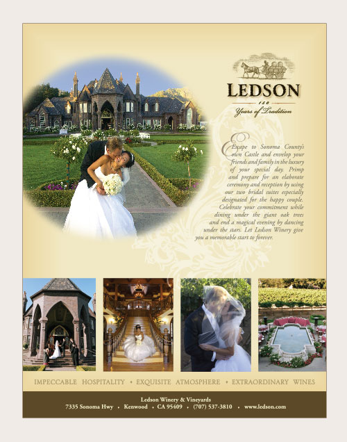 ad for Ledson Winery as a wedding location