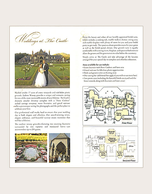 Brochure for Ledson Winery as a wedding facility