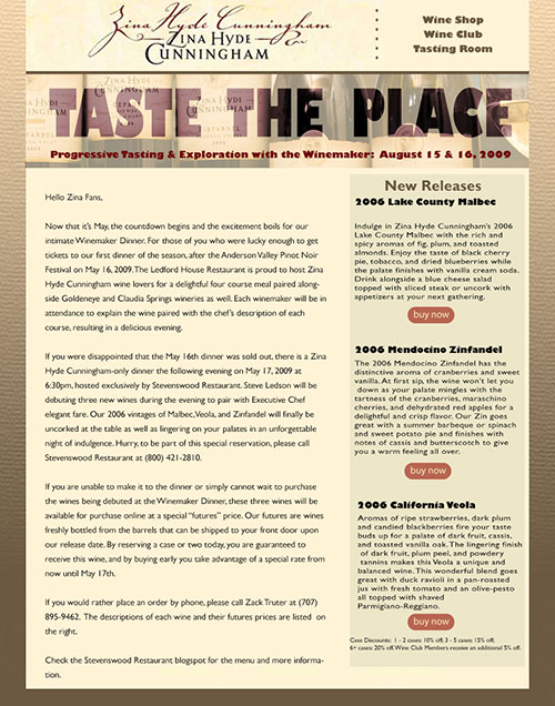 email design for winery
